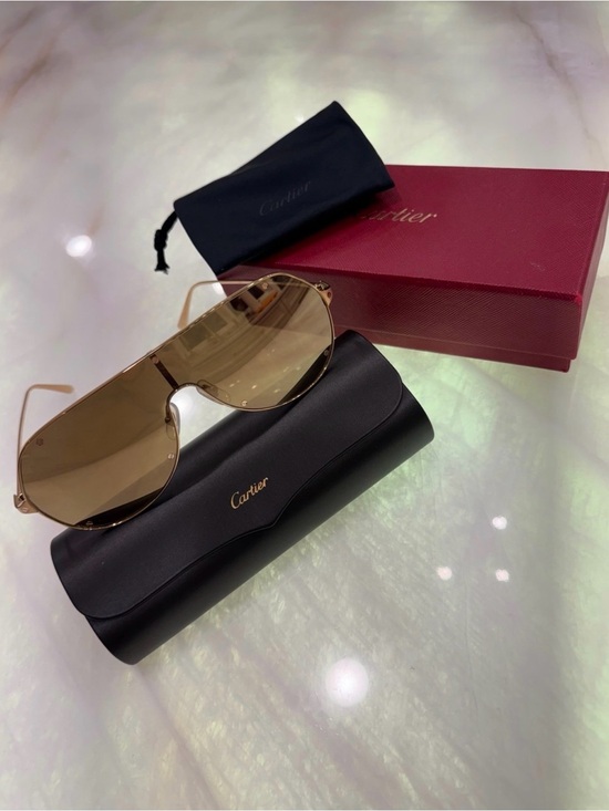 Cartier Accessories - Cartier Gold Frame Sunglasses with Brown Lenses